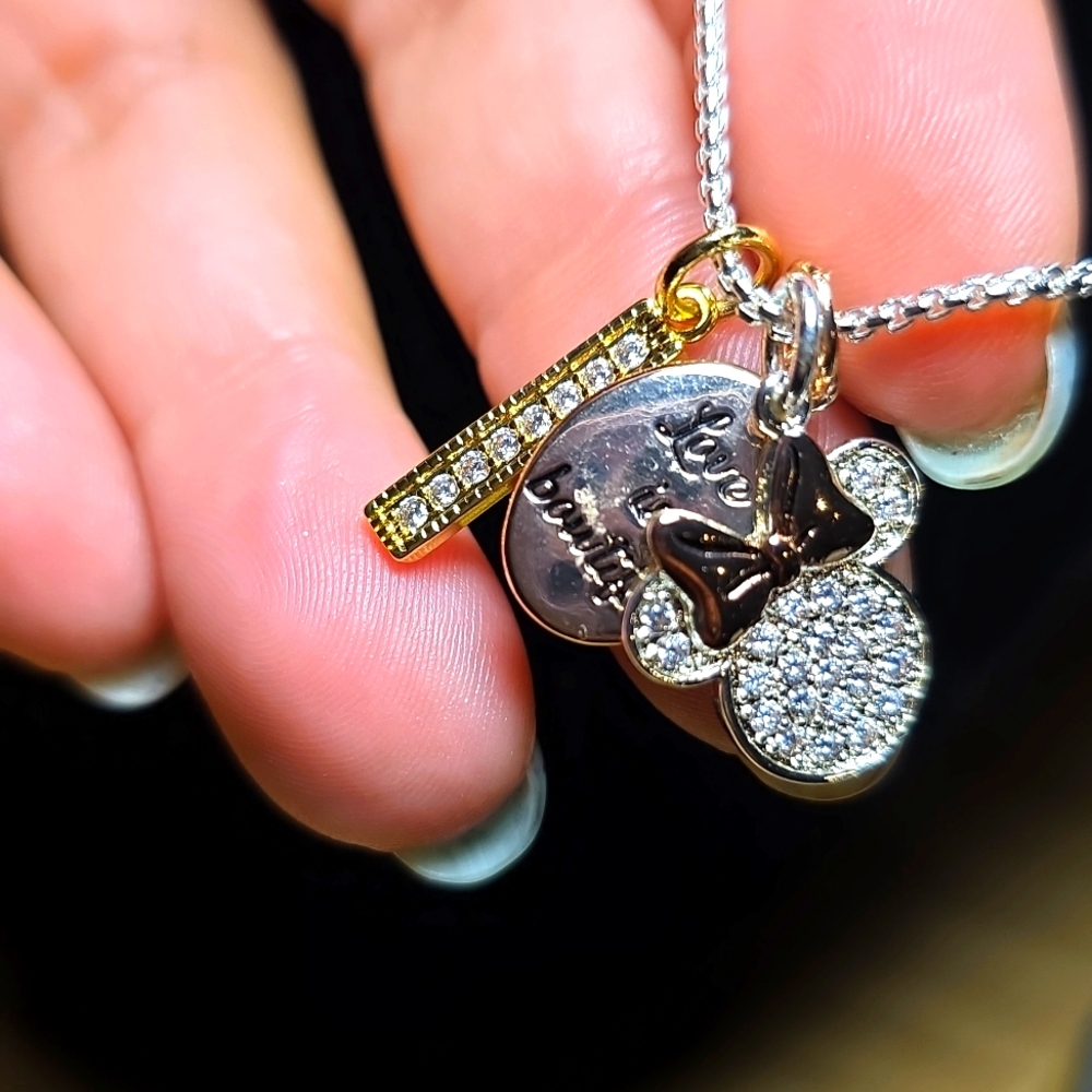 Minnie Mouse Silver and Gold Pendant Necklace